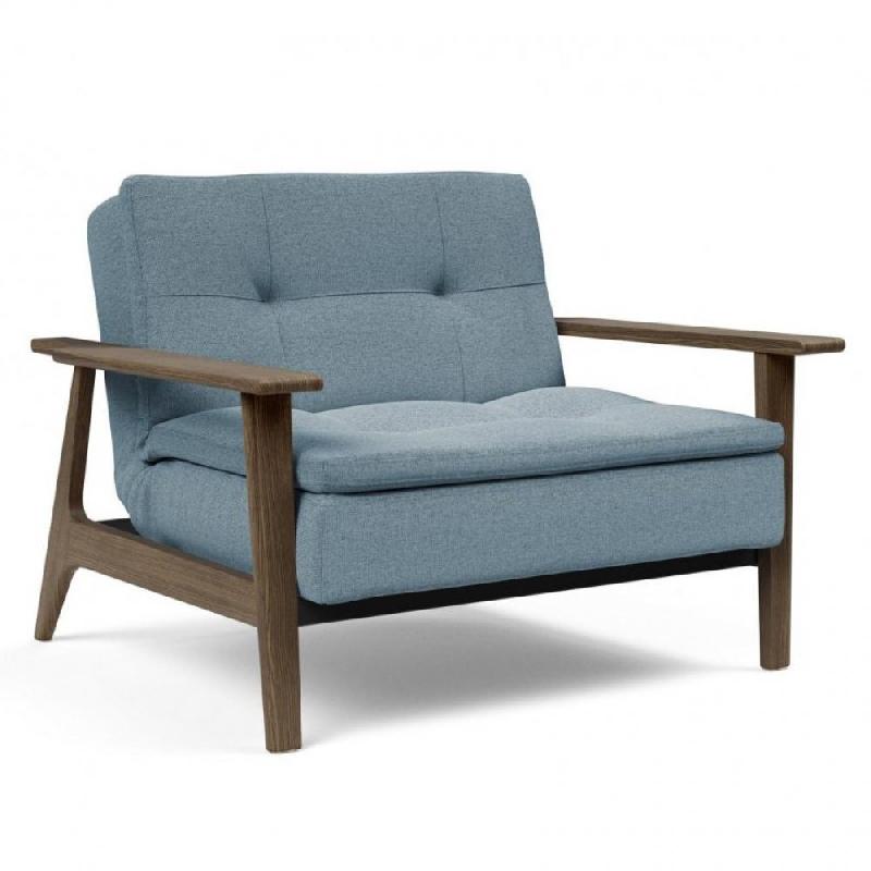 Fauteuil design convertible Innovation Living Dublexo Frej Soft Indigo - Couchage 90x115 cm - Piétement chêne fumé_0