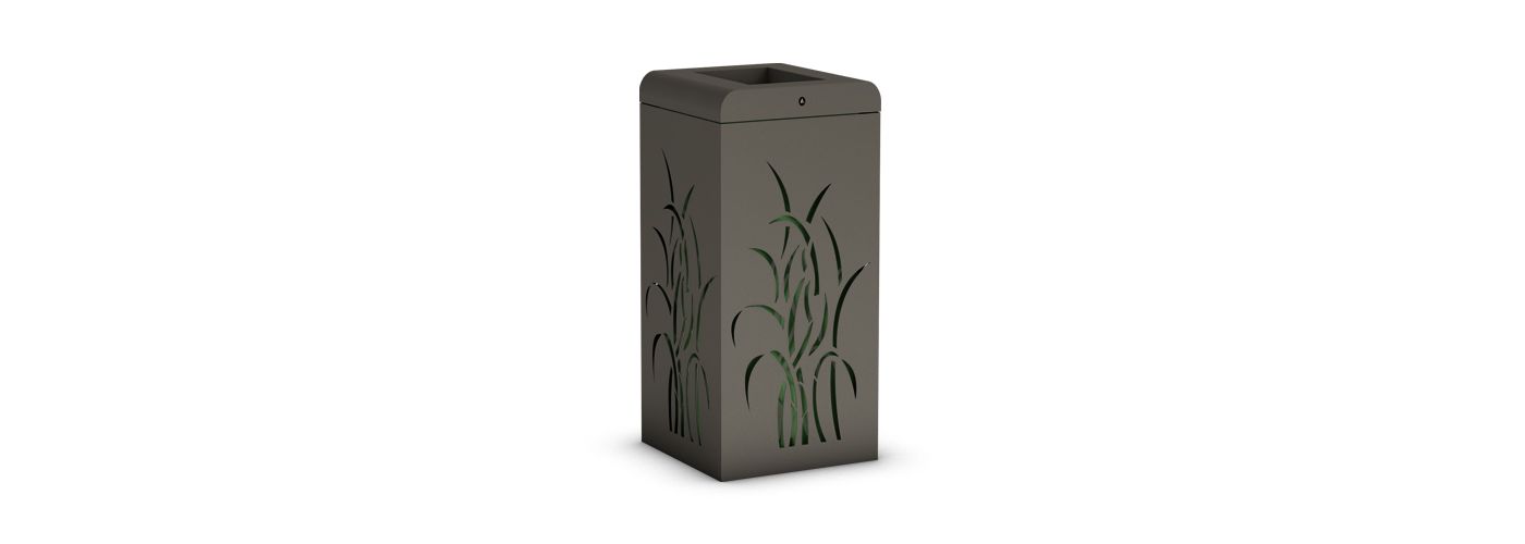 La corbeille Grass - poubelle publique - The Italian Lab - L 400, P 400, H 870 mm - capacité 100 L - acier épaisseur 20/10 et 30/10_0