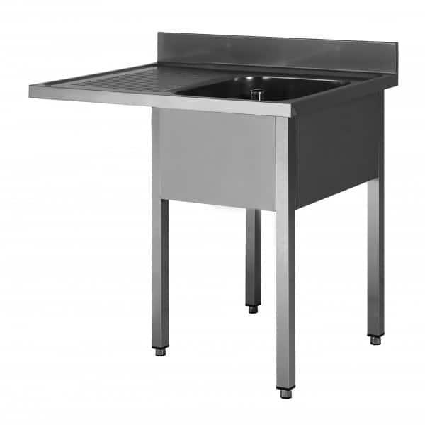 Plonge soudée sur pieds carré pour lave-vaisselle, sans étagère, inox AISI 304, 1 bac, longueur 1500 mm (Position bac: Droite - Réf SPLV157-1BD-1)_0