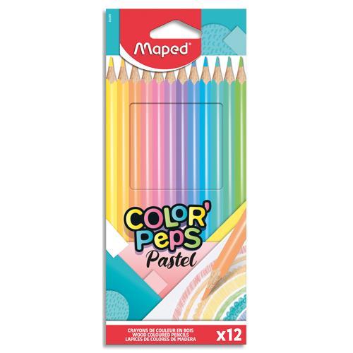 POCHETTE DE 12 CRAYONS DE COULEUR MAPED PASTEL COLOR'PEPS