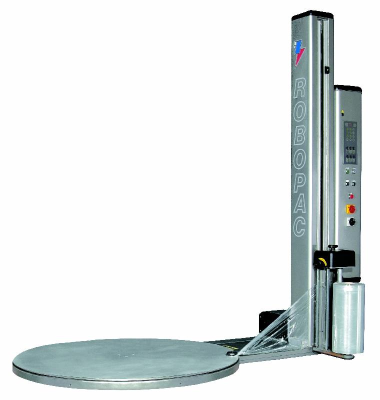 Banderoleuse à plateau tournant Rotoplat inox 507 PDS - pré-étirage motorisé - composants INOX IP55_0
