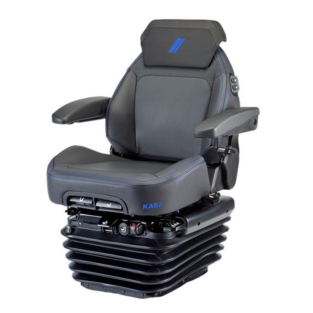 Sciox Premium+ - siège de tracteur avec suspension à air - Kab Seating Ltd - cuir avec piquage bleu_0