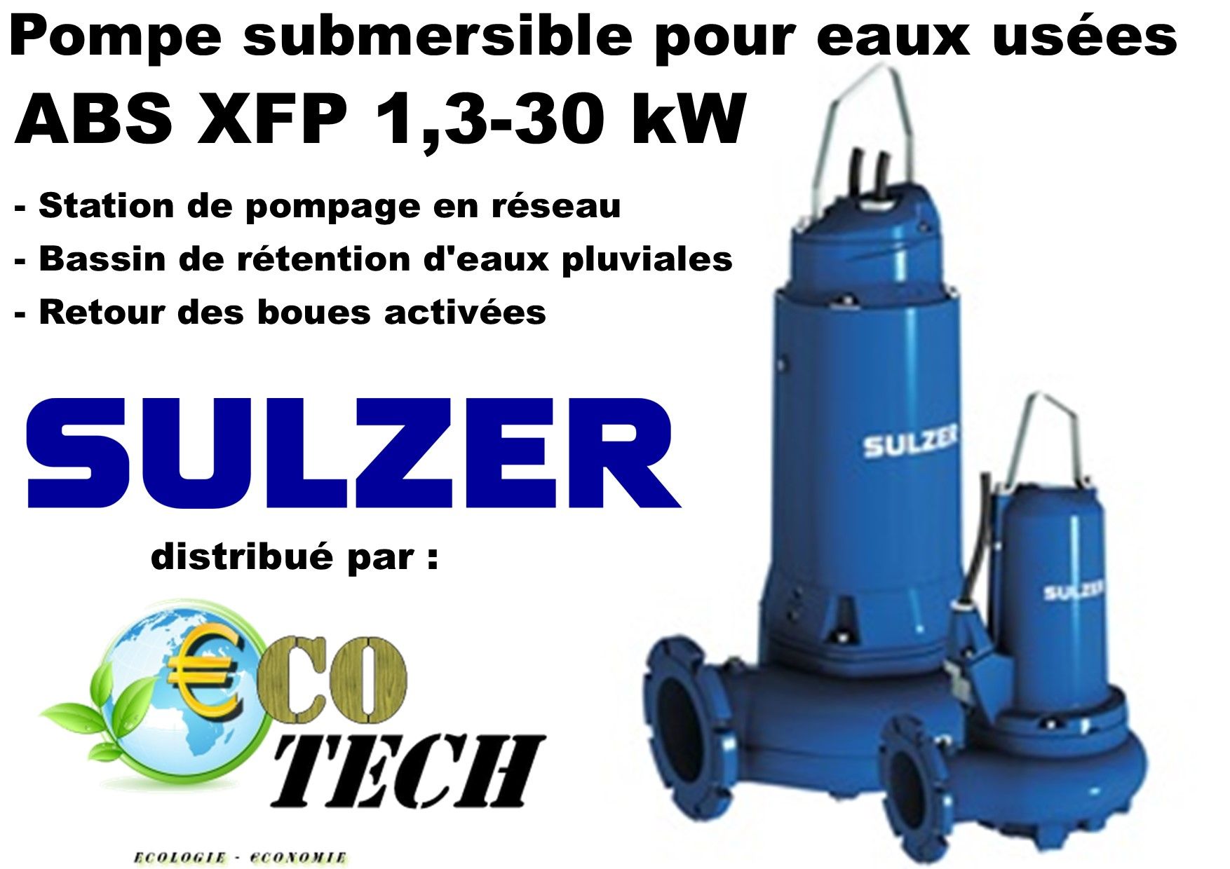 Sulzer abs xfp 1,3-30 kw - pompe submersible pour eaux usées - moteur ie3_0