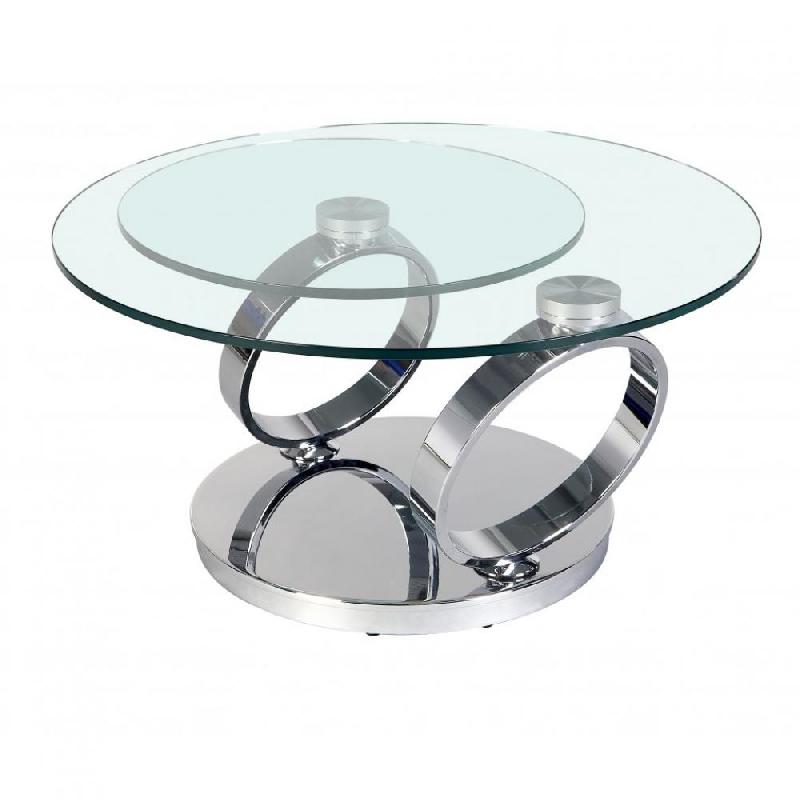 TABLE OLYMPE PLATEAUX PIVOTANTS EN VERRE ET PIÈTEMENT CHROME_0