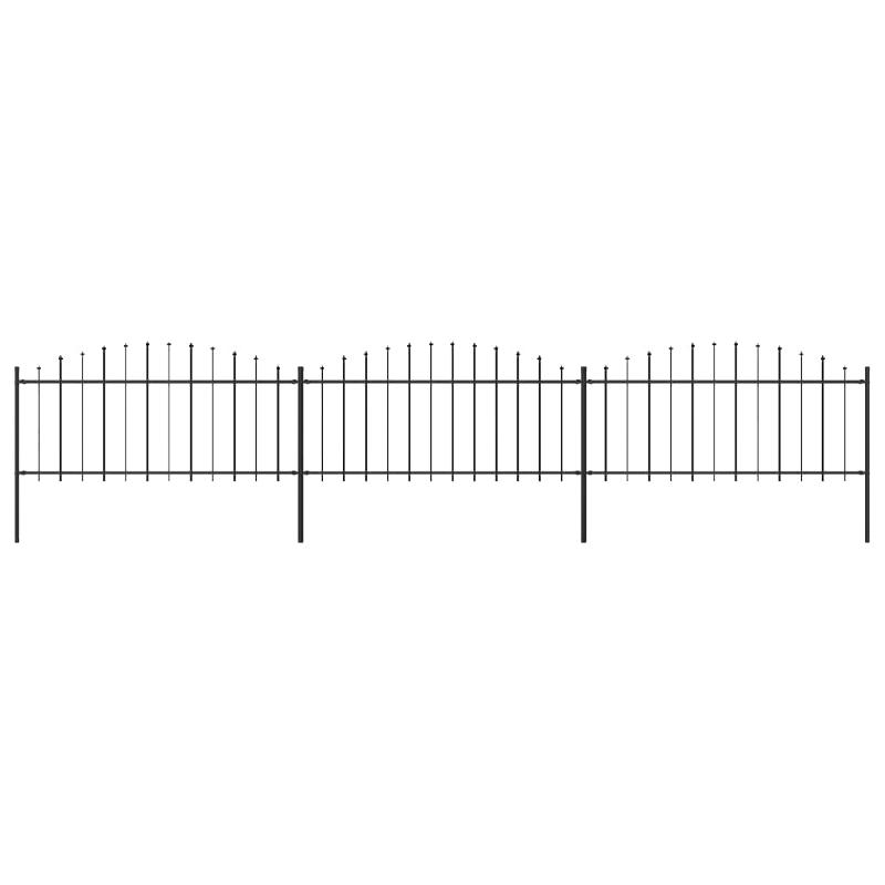 Vidaxl clôture de jardin à dessus en lance acier (0,5-0,75)x5,1 m noir 277705_0