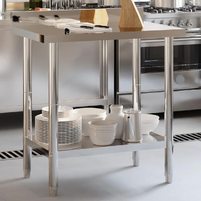 Vidaxl table de travail de cuisine avec dosseret 82,5x55x93 cm inox 376457_0