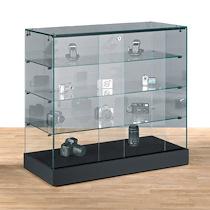 VITRINE VERRE COMPTOIR SOCLE NOIR