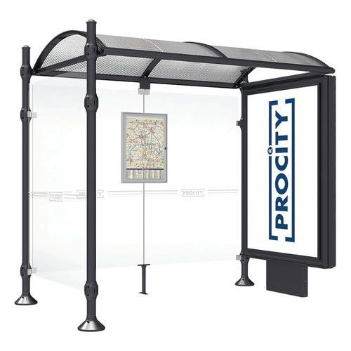 ABRI BUS PROVINCE 2.50 M CAISSON 1 BARDAGE AGORA NOIR 9005 - PROCITY