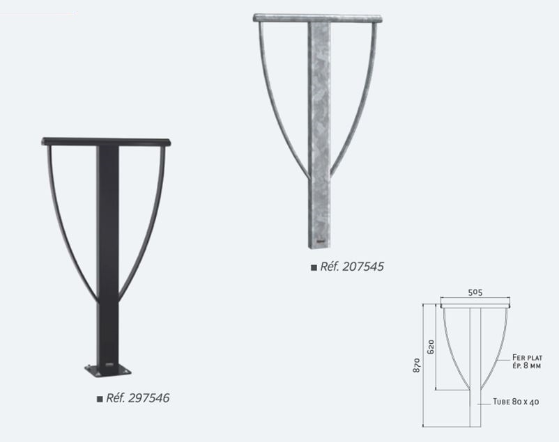 Appui vélos au faible encombrement idéal de la barrière main courante - Largeur 505 mm -  LISBONNE_0