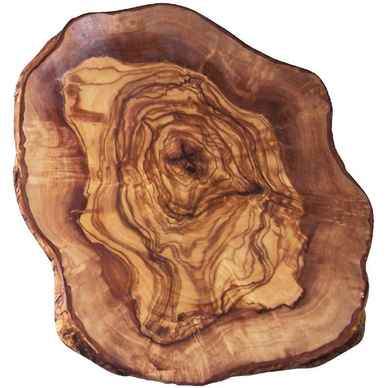 Assiette à fromages en bois d'olivier - Fabrication artisanale unique - Ø 200 mm_0