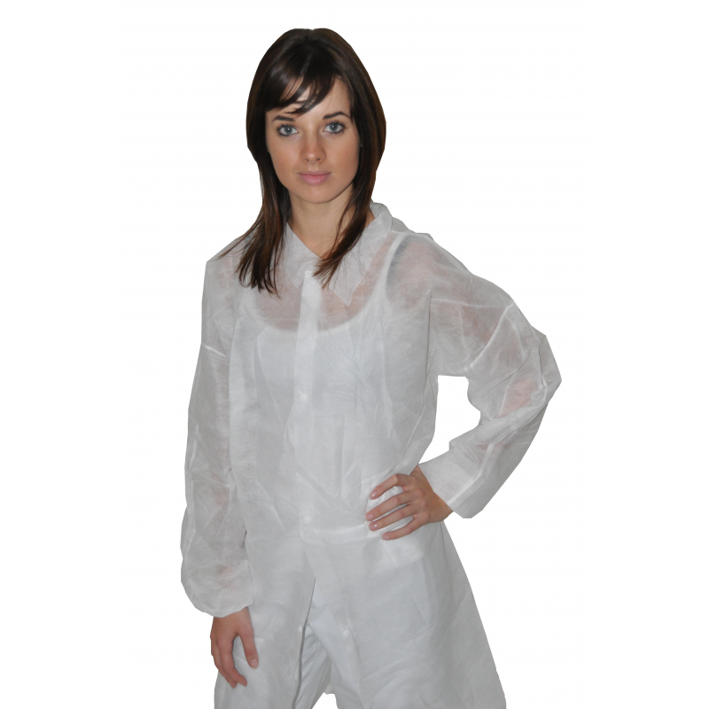 Blouse hygiène classic PP à col - 300091011 - usage unique en polypropylène 40g/m²_0