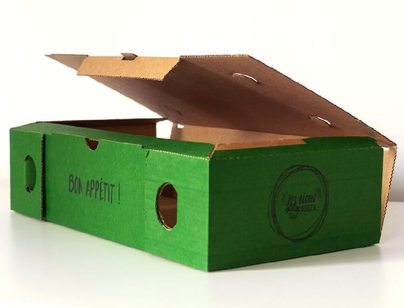 Boîte calzone en carton - Double Kraft - coloris vert - format 33x17x8 cm_0