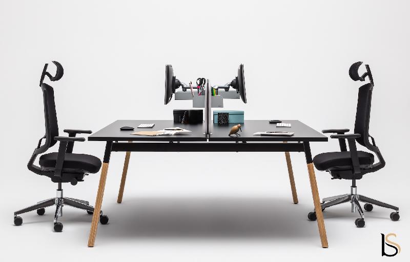 Bureau bench 2 personnes Ogi Wood - MDD. - Anthracite, Oui, 120 x 161 cm_1