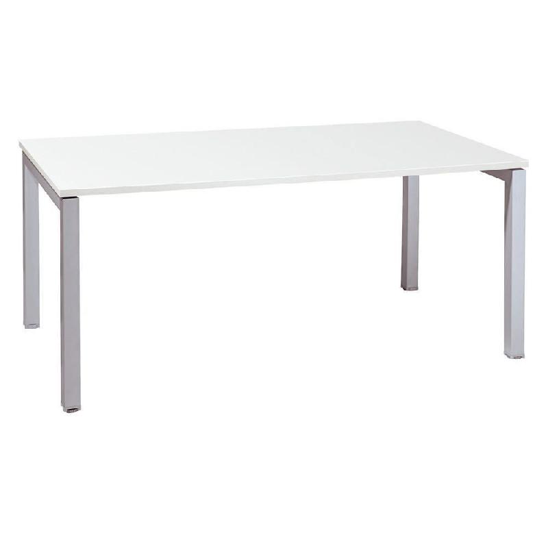 BUREAU DROIT ACTUAL - L. 140 X P. 80 CM - PLATEAU BLANC - 4 PIEDS ALUMINIUM