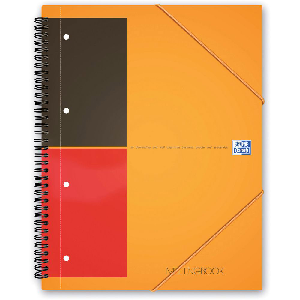 CAHIER CHEMISE OXFORD MEETINGBOOK - RELIURE SPIRALES - A4+ - 160 PAGES - LIGNE 6 MM - FEUILLES PERFOREES DETACHABLES - 3 RABATS + ELASTIQUE