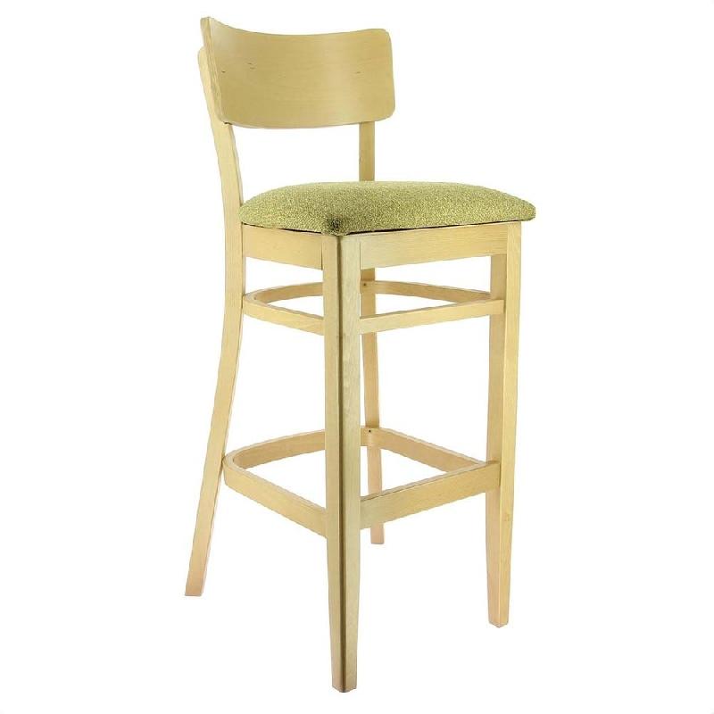 Chaise haute d'intérieur Clara en hêtre assise tapissée tissu vert_0