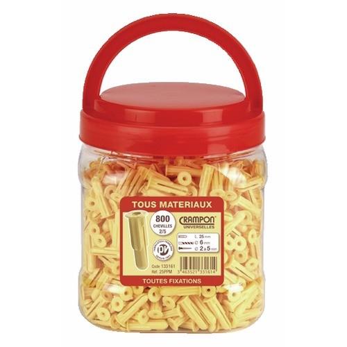 CHEVILLES UNIVERSELLES POLYPROPYLÈNE CRAMPON EN BIDON - DIAMÈTRE 6 MM - B400 GLODIS