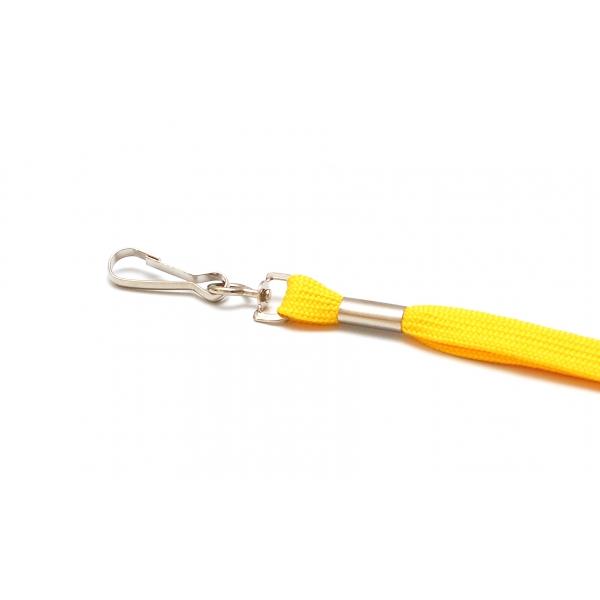 Cordon polyester tube 12 mm - mousqueton métal et fermoir sécuritaire (BR) - Jaune (116 C)_0