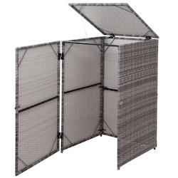 Décoshop26 - Abri de poubelle extérieur conteneur à ordures en rotin poly gris 120 litres 04_0002859 - gris 3000375532691_0