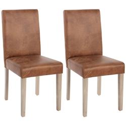 Décoshop26 - Lot de 2 chaises de salle à manger synthétique marron vieilli style vintage pieds en bois clair 04_0000432 - marron 3000010432690_0