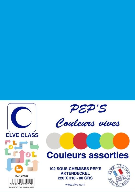 ELVE Lot de 10 Pqts de 102 Sous-chemises 80 g 220 x 310 mm PEP'S Coloris Vifs Assorties - 3416794712079_0