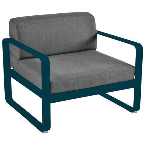 FAUTEUIL BELLEVIE BLEU ACAPULCO COUSSINS GRIS GRAPHITE - FERMOB