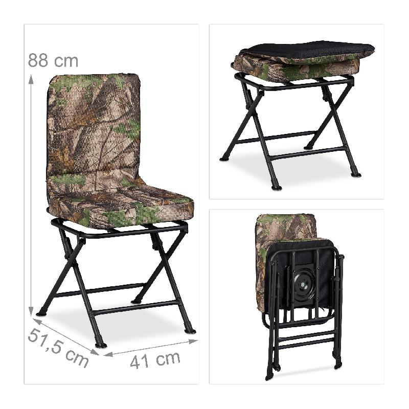 Chaise De Pêche Pliante Avec Parasol Et Porte-gobelet - Charge 100 Kg - Motif Camouflage - Sac De Transport Inclus