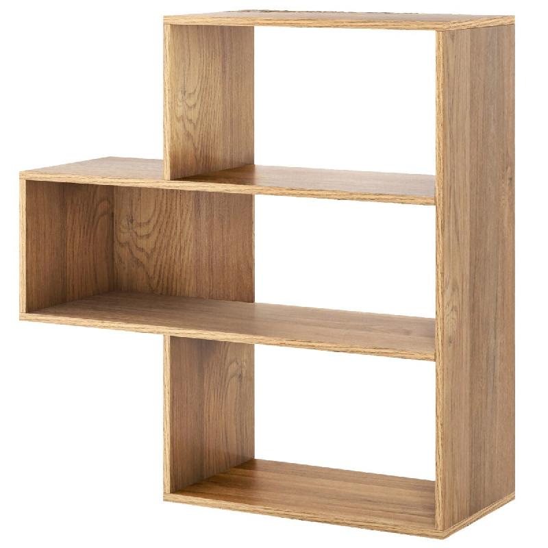 Helloshop26 - Bibliothèque convexe 29,5 x 84 x 83,5 cm 3 niveaux de rangement pratique style moderne en bois d'ingénierie naturel 20_0010658 - 30002_0