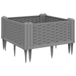 Helloshop26 - Jardinière bac lit surélevé plantes fleurs terrasse jardin avec piquets clair 42,5 x 42,5 x 28,5 cm PP gris 02_0038209 - 3000214131344_0