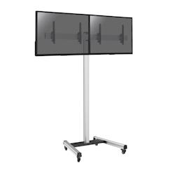KIMEX Support sur roulettes pour 2 écrans TV 50'' - 55'' - Hauteur 240cm - Inclinable - gris 3700685419049_0