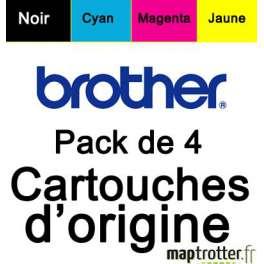 LC-1280XLVALBP - PACK DE 4 CARTOUCHES D'ENCRE PRODUIT D'ORIGINE BROTHER - 2 400 PAGES NOIRES - 1 200 PAGES COULEUR