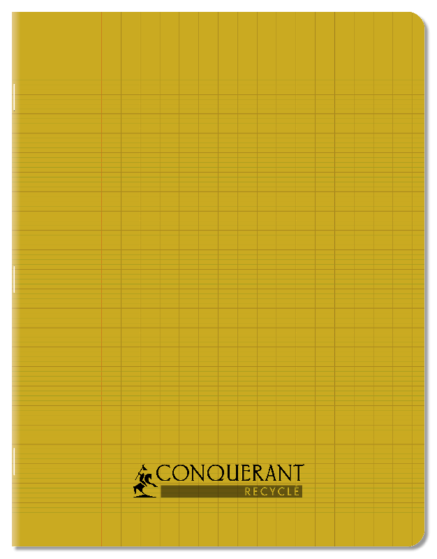 LOT DE 10 - CAHIER CONQUERANT RECYCLE AGRAFE 170X220 96P SEYES POLYPRO JAUNE