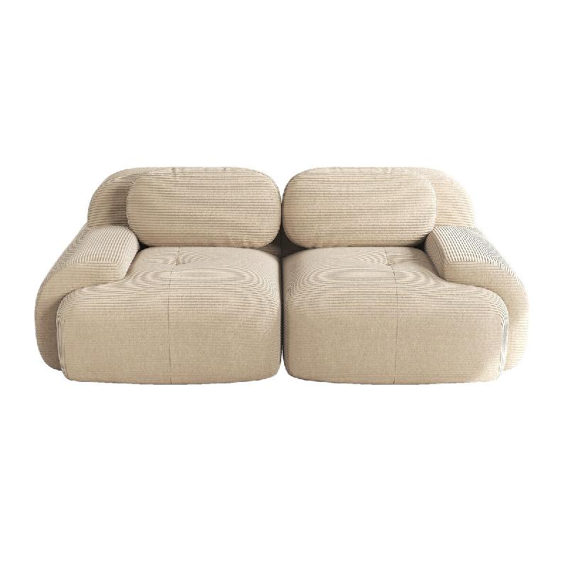 Merax canapé modulable en corde 2 places, canapé nuage sans cadre, près du sol avec assise profonde, doux & confortable, antidérapant, beige - bei_0