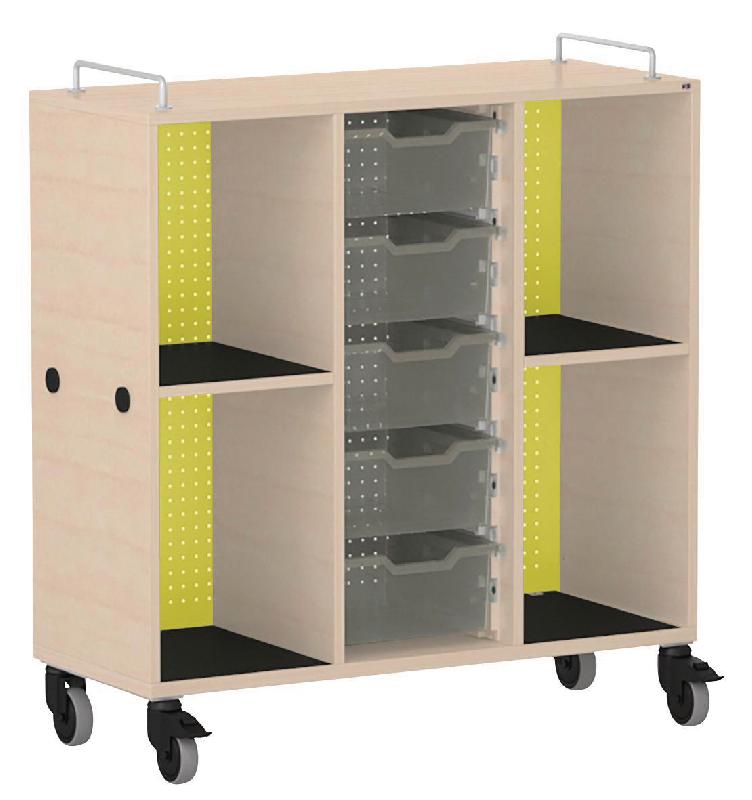 MEUBLE BAS SHIFT+ LANDSCAPE MÉLA POUR CARTABLES 4 CASES - ÉRABLE - VERT CLAIR - MANUTAN COLLECTIVITÉS