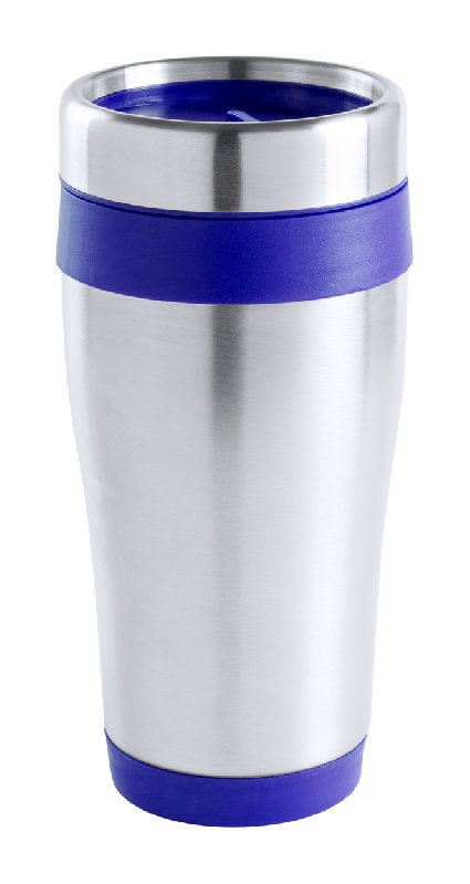 Mug thermo - double paroi en acier inoxydable - 450 ml - finition plastique colorée - livré en boîte cadeau_0