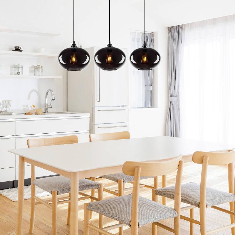 OPVIQ SUSPENSION SMOKED 052 À 3 LAMPES LINÉAIRE VERRE Ø27CM