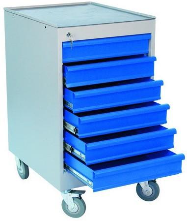 Servante d'atelier 5 ou 6 tiroirs - Gris et bleu - Fermeture centrale - Capacité maximale 170 Kgs_0