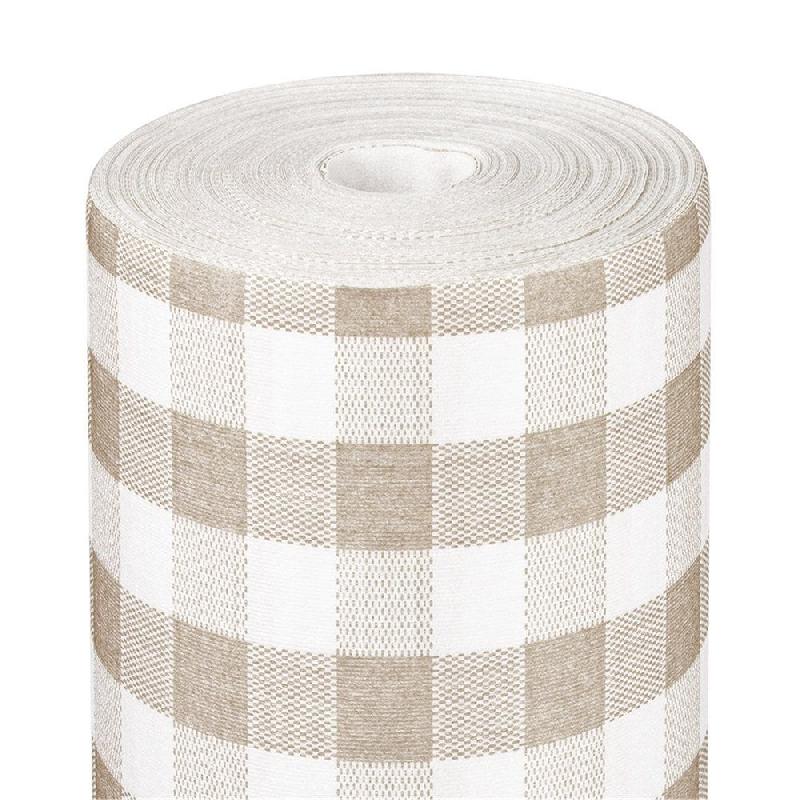 Tête-à-tête pré-découpé 120cm intissé effet tissu Vichy taupe 0,40x24m - par 6_0