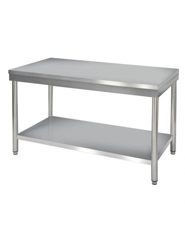 Table inox centrale avec étagère basse - Fabrication en acier inox 18/10 - TC0860_0