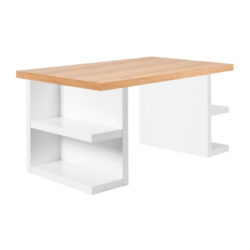 Bureau droit TemaHome Multi 180 cm - Blanc & Chêne - Design éco-responsable, fabriqué au Portugal_0