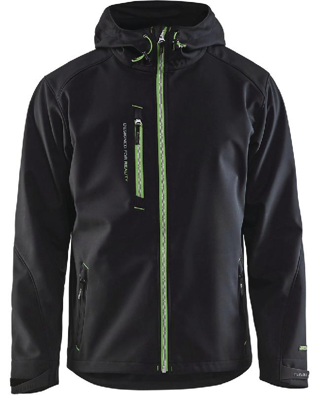 VESTE SOFTSHELL À CAPUCHE NOIR/VERT TAILLE XS - MANUTAN COLLECTIVITÉS