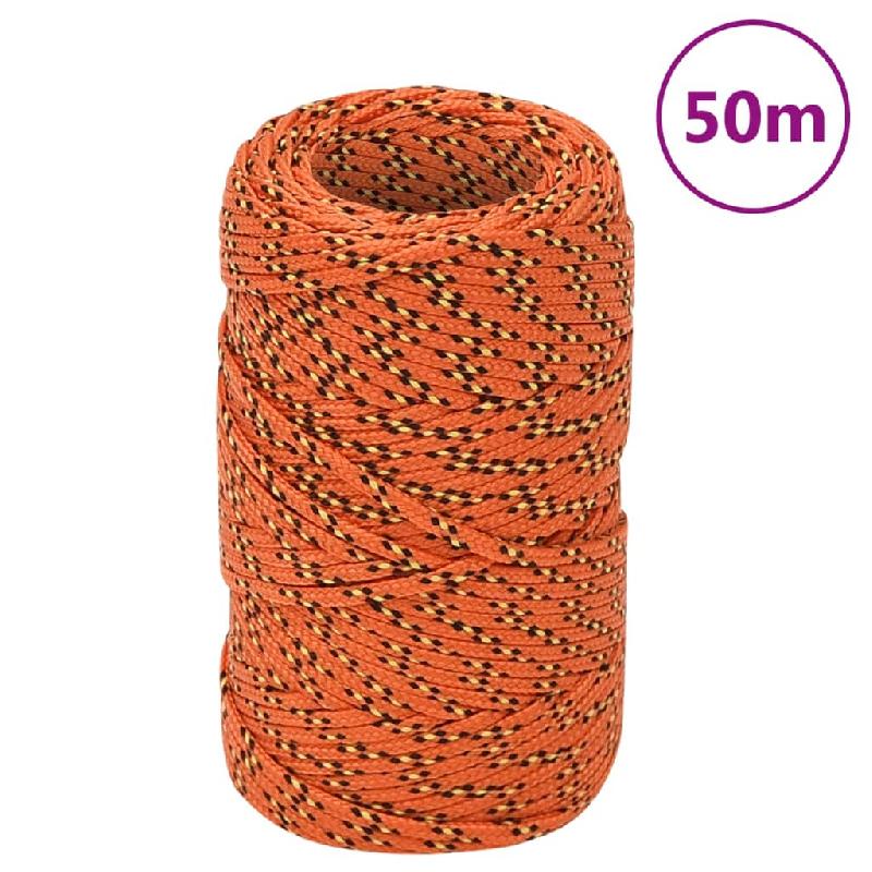 Vidaxl corde de bateau orange 2 mm 50 m polypropylène 152636_0