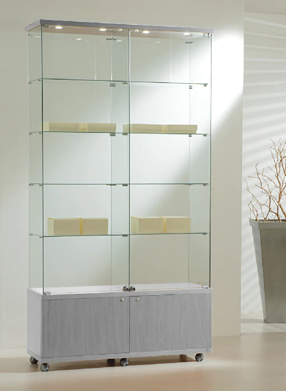 Vitrine très haute standard 12/22MVA - gris - 8 tablettes amovibles - portes et meuble de rangement avec serrures_0