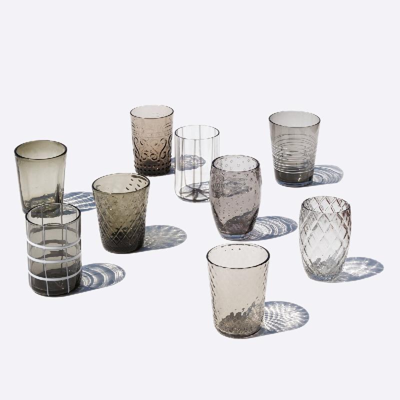 Zafferano Melting Pot Lot De 6 Verres Unicolores - Gris - Verre Soufflé À La Main, 32 Cl - Gobelets Artisan Pour Eau Et Cocktails - gris 8056300190608_0