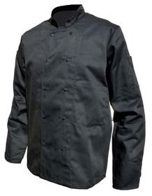 16BPN - Veste de cuisine noire - Fermeture double boutonnage à pressions, poches pratiques et fentes d'aisance_0
