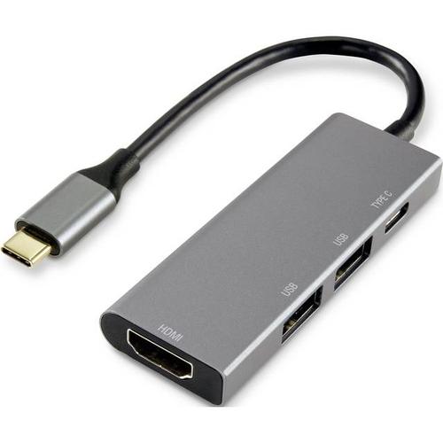 Hub USB Renkforce RF-4366436 - 1+4 ports - USB 3.2 Gen 1 - HDMI - Aluminium - Noir/Gris_0