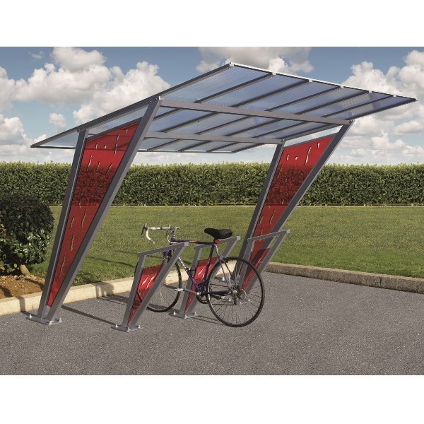 Abri vélo ouvert venise / structure en acier / toiture en polycarbonate alvéolaire_0
