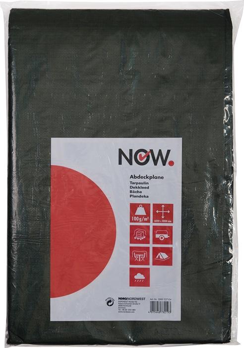 Bâche tissée Multi Tarp standard largeur 6 000 x longueur 10 000 mm vert olive poids 100 g/m² avec Å“illets en aluminium NOW_0