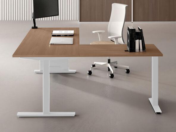 Bureau individuel avec retour Winstor Denomics - Dimensions L160/180/200 x P60/80 cm - Plateau mélaminé 25 mm - 8 finitions de plateau_0