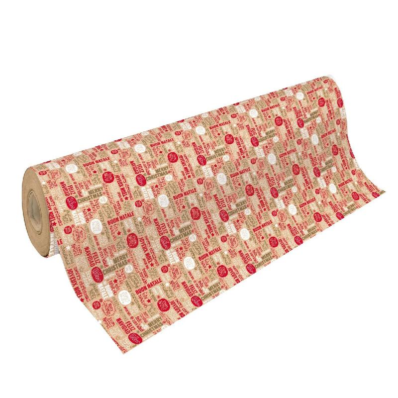 Clairefontaine Rouleau de papier kraft recyclé, 70 g/m², 50m x 0,70m, motif Mots de Noël - multicolore 223811C_0